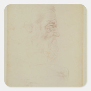 Sketch of a male head and two legs square sticker