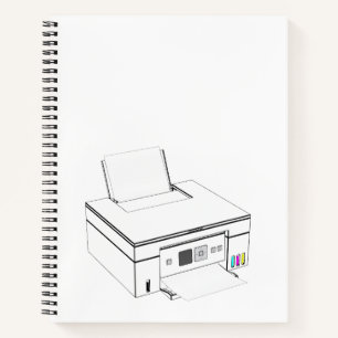 Sketch of a modern all-in-one inkjet colour printe notebook
