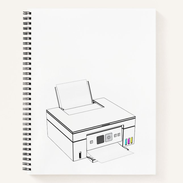Sketch of a modern all-in-one inkjet colour printe notebook (Front)