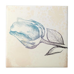 Sketch of a rose, tile