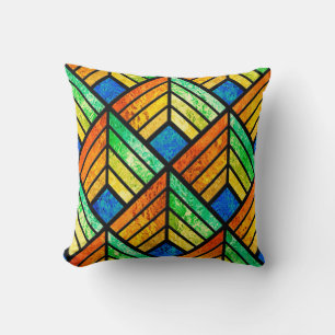 Sketch of a stained glass window. Seamless pattern Cushion