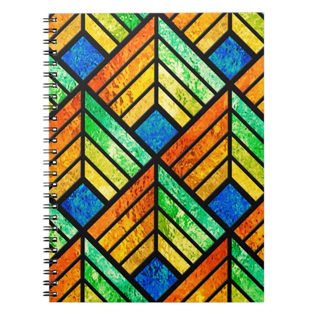 Sketch of a stained glass window. Seamless pattern Notebook (Front)