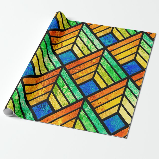 Sketch of a stained glass window. Seamless pattern Wrapping Paper (Unrolled)