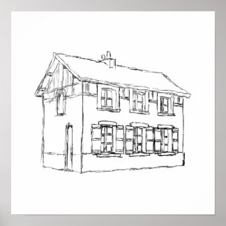 Sketch of an Old House, with Shutters. Poster
