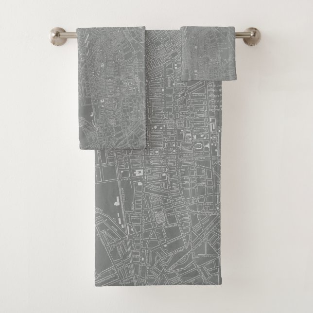 Sketch of Boston City Map Bath Towel Set (Insitu)