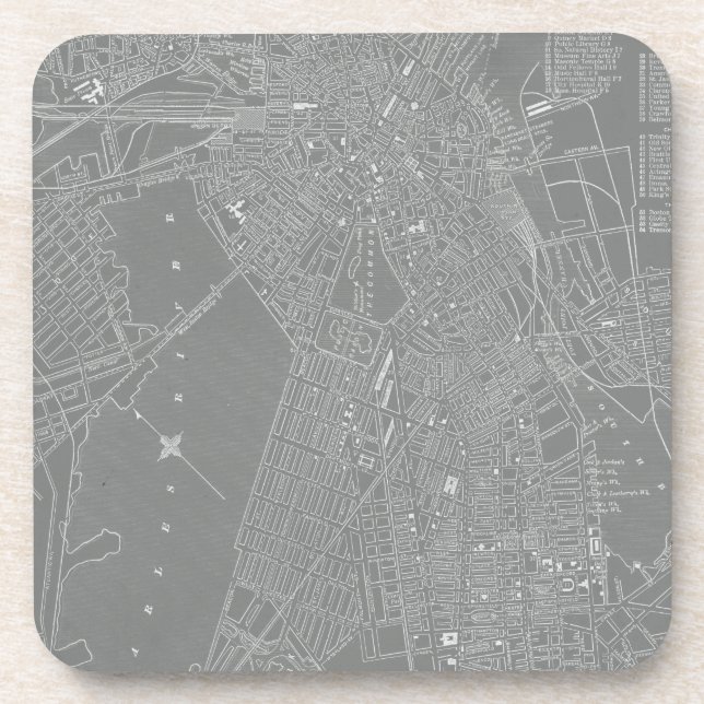 Sketch of Boston City Map Coaster (Front)