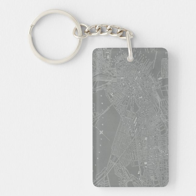 Sketch of Boston City Map Key Ring (Front)