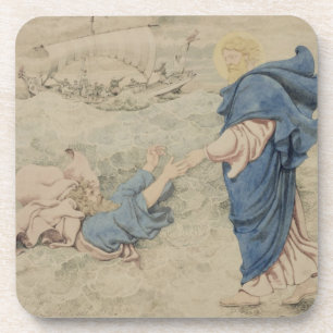 Sketch of Christ Walking on Water (w/c on paper) Coaster