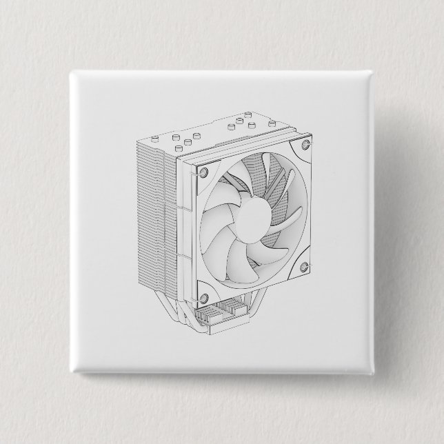 Sketch of computer processor cooler 15 cm square badge (Front)