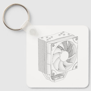 Sketch of computer processor cooler key ring
