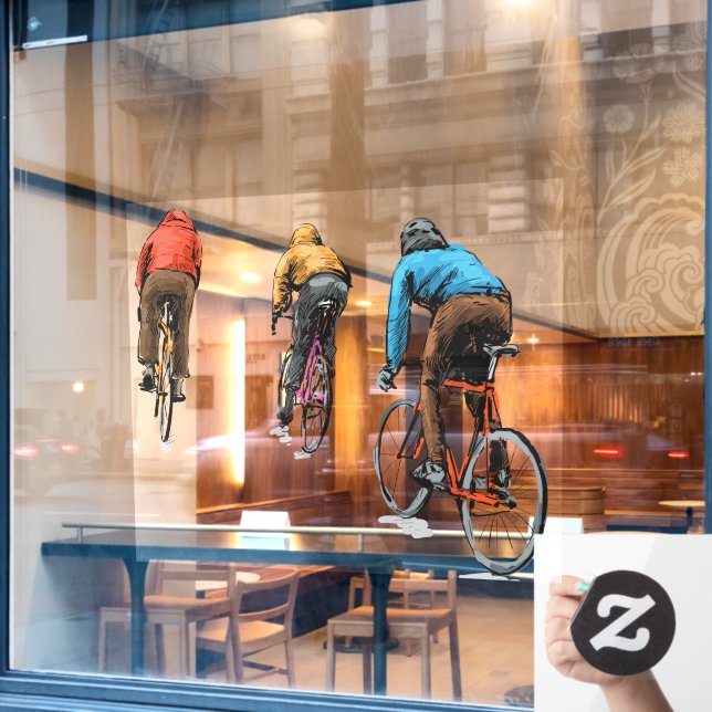 Sketch of Cyclists Riding Fixed Gear Bicycles Shop (Cafe Window)
