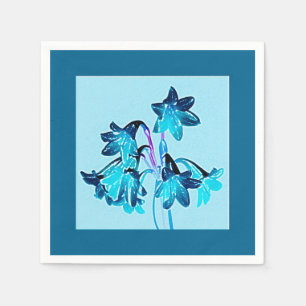 Sketch of Daylilies - Cobalt and Sky Blue Napkin