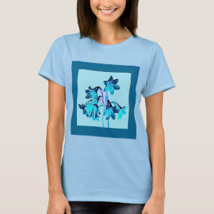 Sketch of Daylilies - Cobalt and Sky Blue T-Shirt