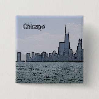 Sketch of Gorgeous Chicago Skyline 15 Cm Square Badge