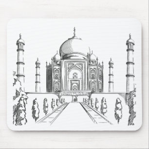 Sketch of India Landmark, Taj Mahal Mouse Pad