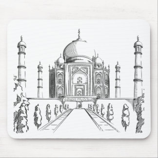 Sketch of India Landmark, Taj Mahal Mouse Pad