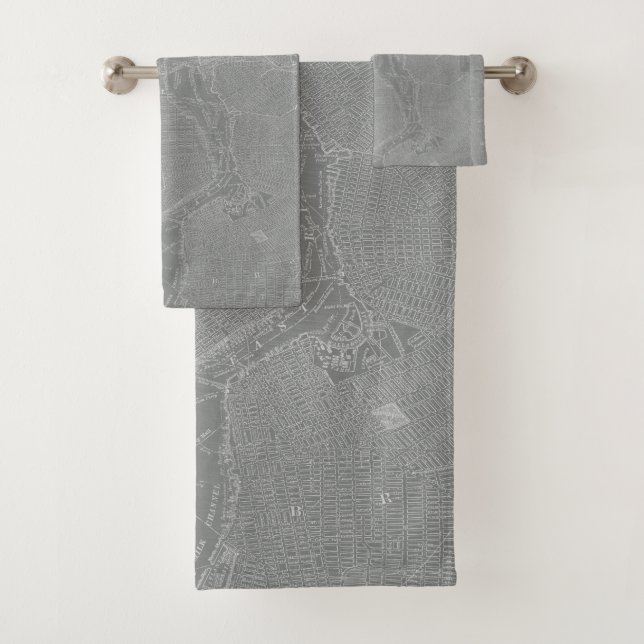 Sketch of New York City Map Bath Towel Set (Insitu)
