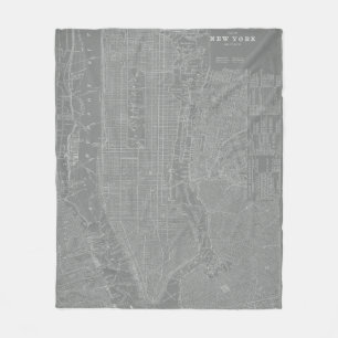 Sketch of New York City Map Fleece Blanket