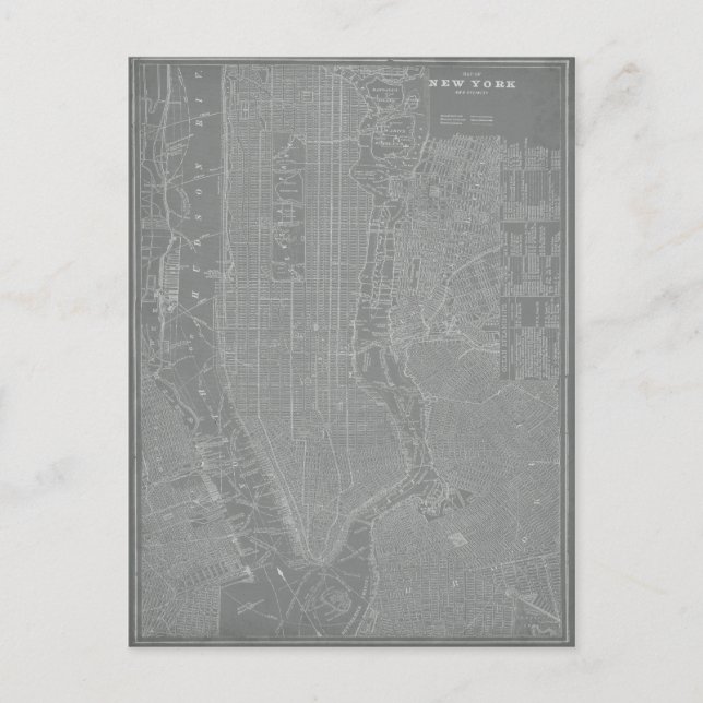 Sketch of New York City Map Postcard (Front)