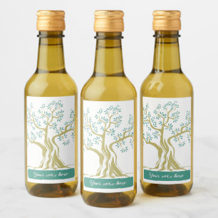 Sketch of Olive tree Personalizated text Wine Label
