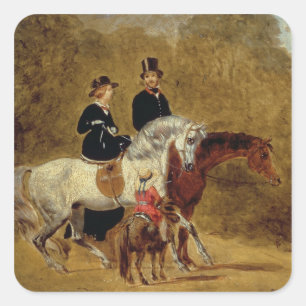Sketch of Queen Victoria, The Prince Consort & HRH Square Sticker