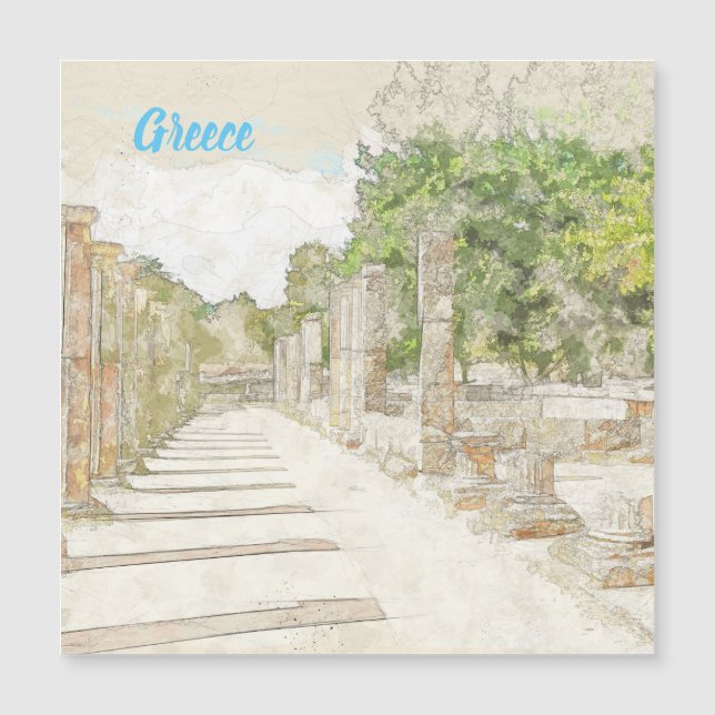 Sketch of ruins in Ancient Olympia, Elis, Greece (Front)