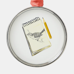 Sketch Pad Bird Metal Tree Decoration