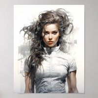 Sketch Portrait Of A Beautiful Young Woman
