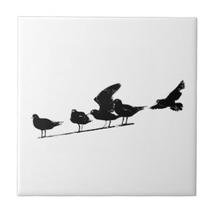 Sketch Seagull Pattern Flying Sitting Tile