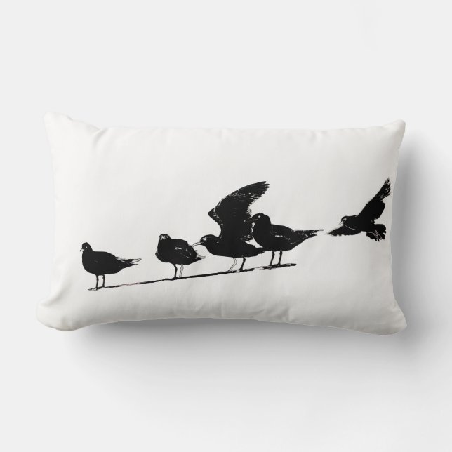 Sketch Seagull Pattern Throw Pillow Cushion (Front)