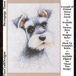  Sketch Style Cute Schnauzer Dog EW4R Decoupage Tissue Paper