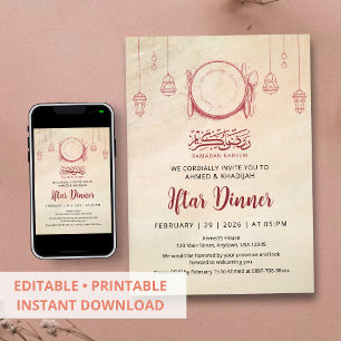 Sketch Style Ramadan Iftar Dinner Invitation