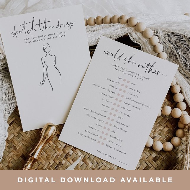 Sketch the Dress & Bridal Trivia Game Card (Creator Uploaded)