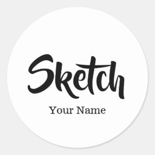 Sketch with Your Name Personalised Round Stickers