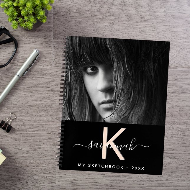 Sketchbook black peach photo monogram notebook (Creator Uploaded)