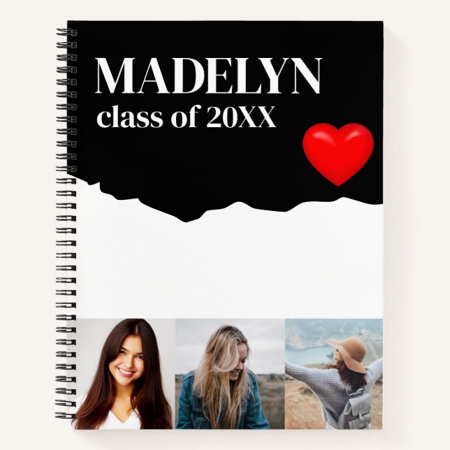 Sketchbook Custom 3Photo Monogram Name Notebook (Front)