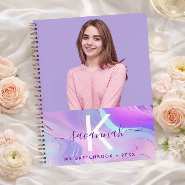 Sketchbook custom photo holographic monogram notebook (Creator Uploaded)