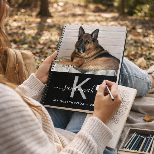 Sketchbook dog pet photo monogram notebook