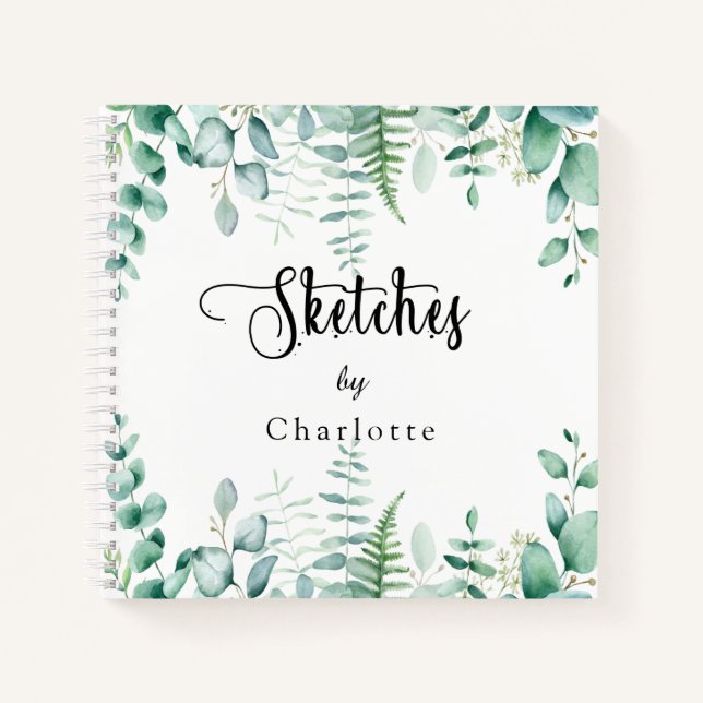 Sketchbook eucalyptus greenery woodland ferns notebook (Front)