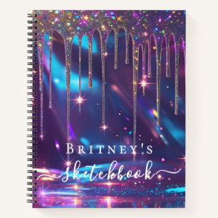 Sketchbook holographic pink drips girly notebook