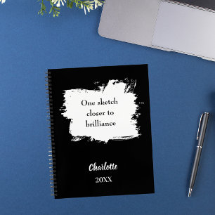 Sketchbook inspirational quote black white notebook