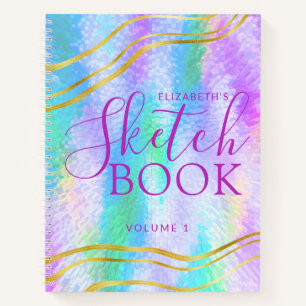 Sketchbook Iridescent Holographic Name Notebook