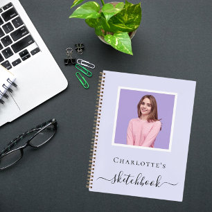 Sketchbook lavender violet photo typography notebook