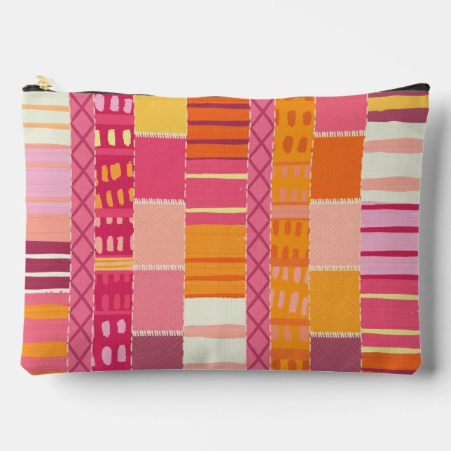 Sketchbook Marks-Textured Multicoloured Stripes Accessory Pouch (Front)