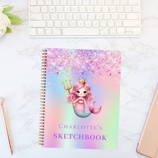 Sketchbook mermaid princess pink holographic notebook (Creator Uploaded)
