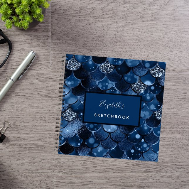 Sketchbook mermaid scales blue name notebook (Creator Uploaded)