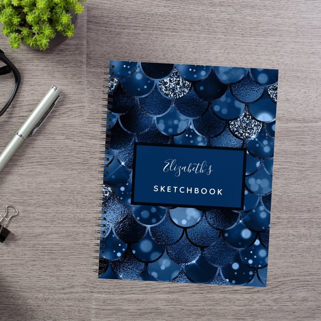 Sketchbook mermaid scales blue name notebook (Creator Uploaded)