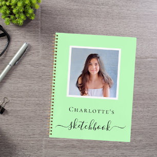 Sketchbook mint green photo typography notebook