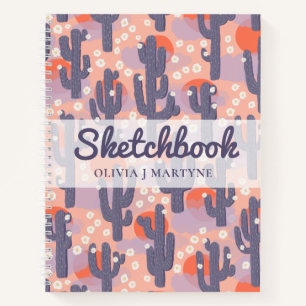 Sketchbook Modern Cactus Personalised Notebook
