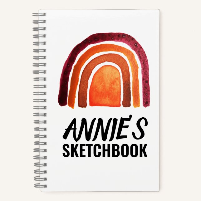 SKETCHBOOK PERSONALIZED BOHO RAINBOW NOTEBOOK (Front)